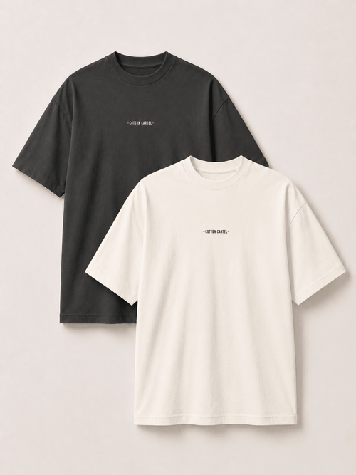 2 Oversized Box Tees (Vintage White & Vintage Black) - cotton cartel