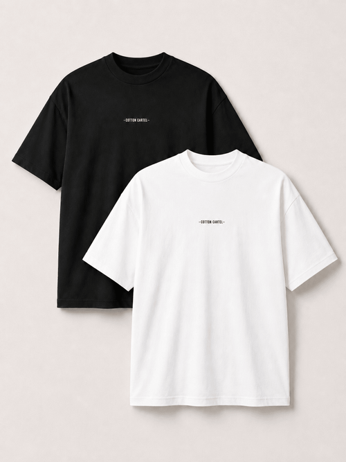 2 Oversized Box Tees (White & Black) - cotton cartel