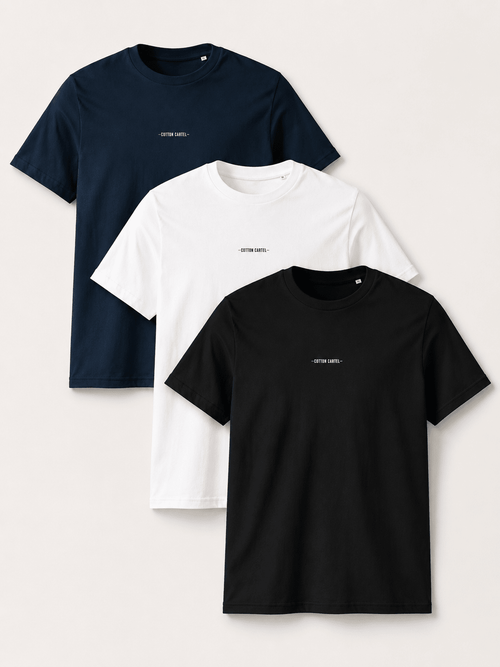 3 Classic Tees (Black, White, French Navy) - cotton cartel