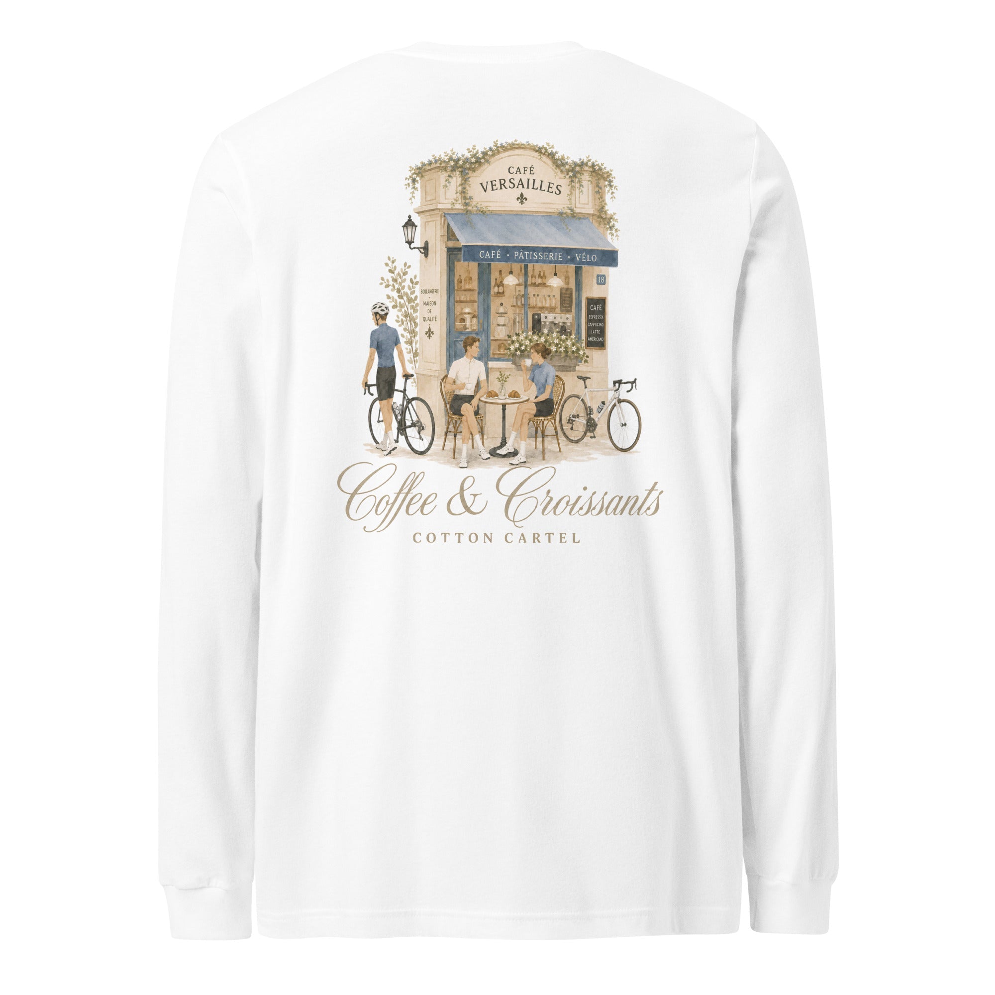 Coffee & Croissant Bike Stop Lightweight Long Sleeve - cotton cartel