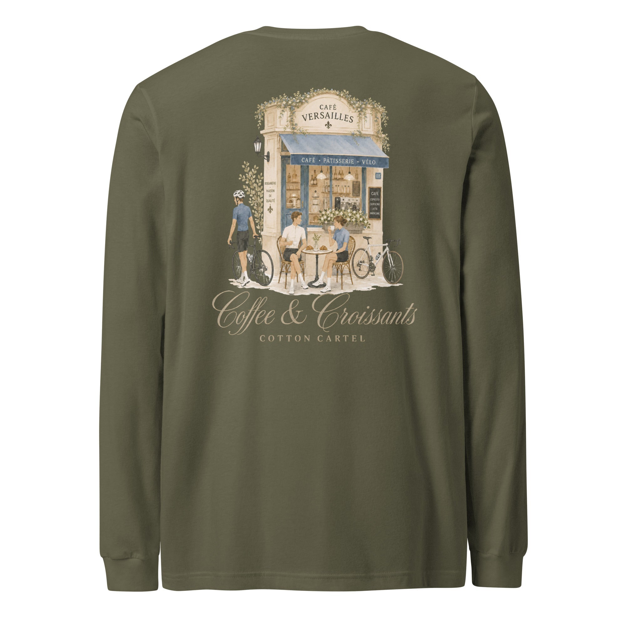 Coffee & Croissant Bike Stop Lightweight Long Sleeve - cotton cartel