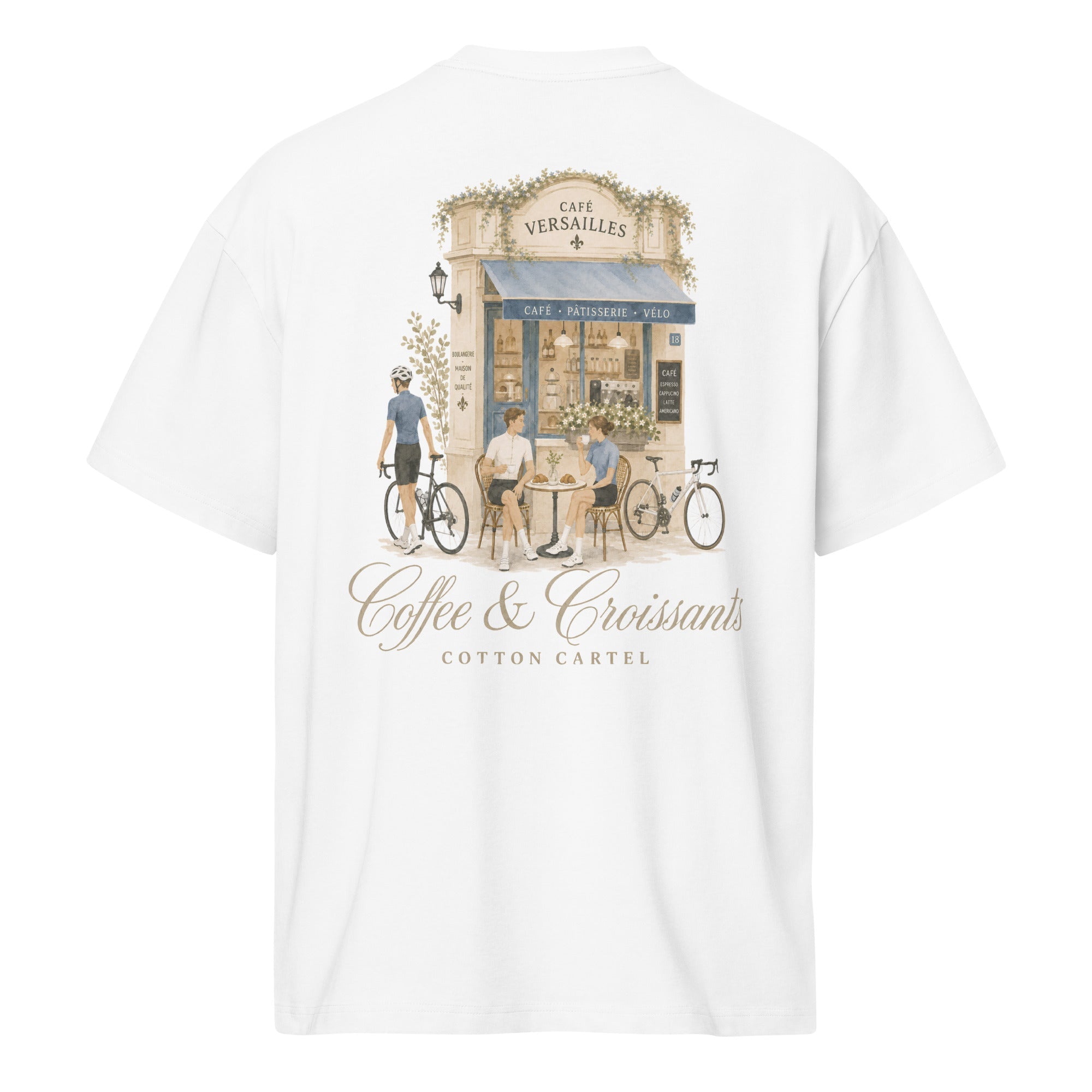Coffee & Croissant Bike Stop Oversized Box Tee - cotton cartel