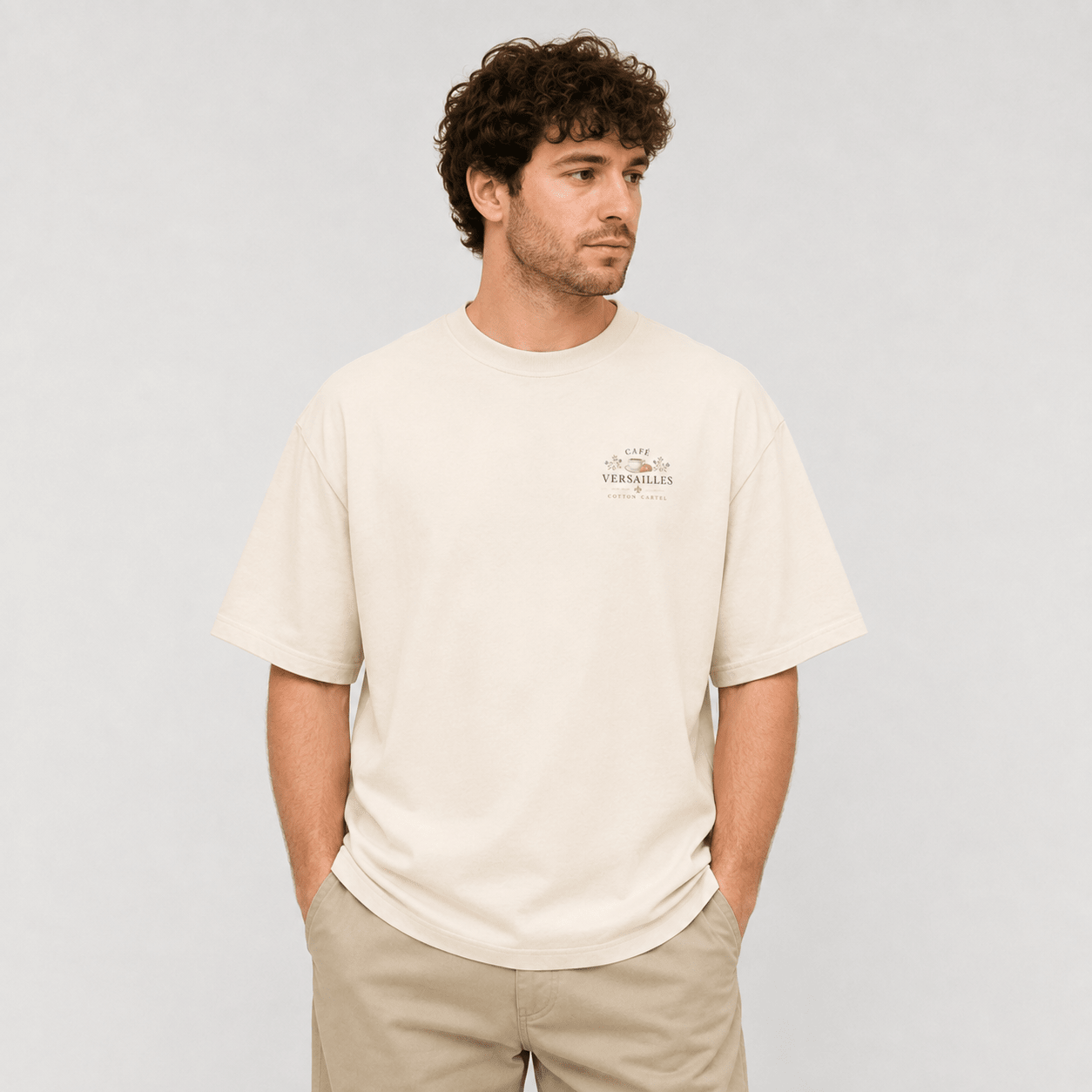 Coffee & Croissant Bike Stop Oversized Box Tee - cotton cartel