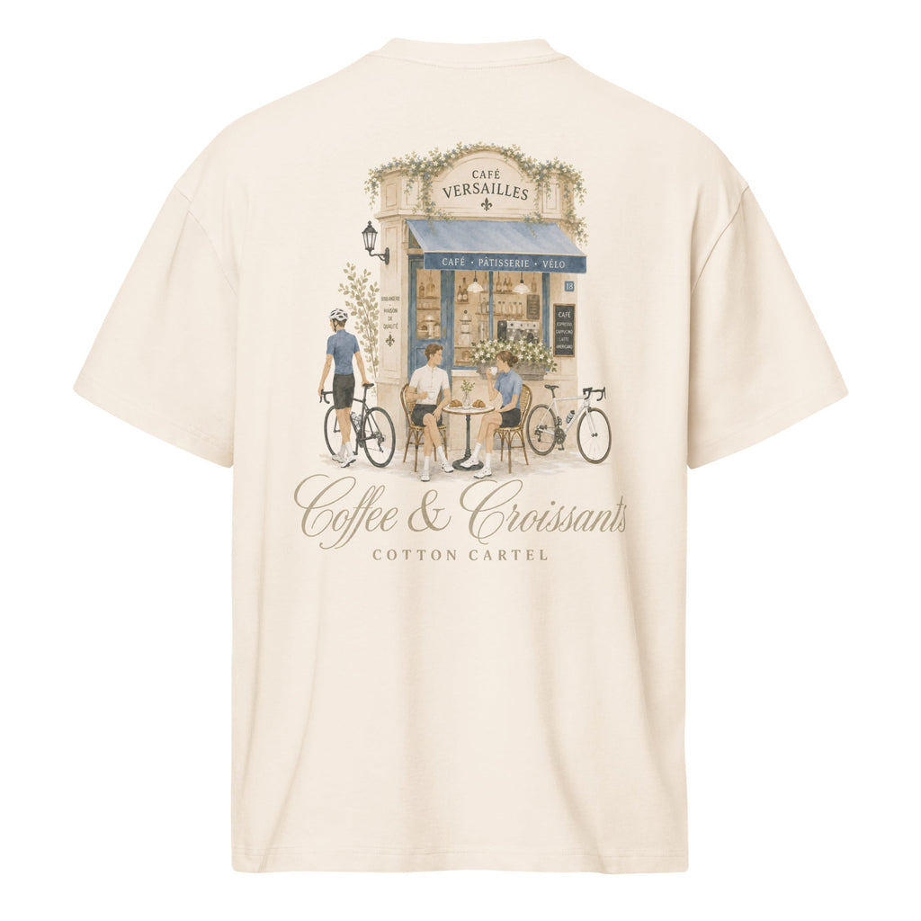 Coffee & Croissant Bike Stop Oversized Box Tee - cotton cartel
