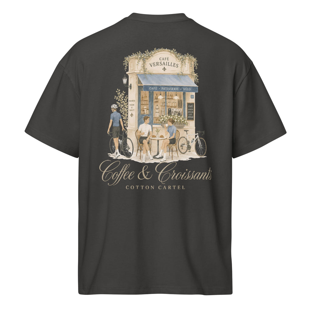 Coffee & Croissant Bike Stop Oversized Box Tee - cotton cartel