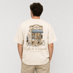 Coffee & Croissant Bike Stop Oversized Box Tee - cotton cartel