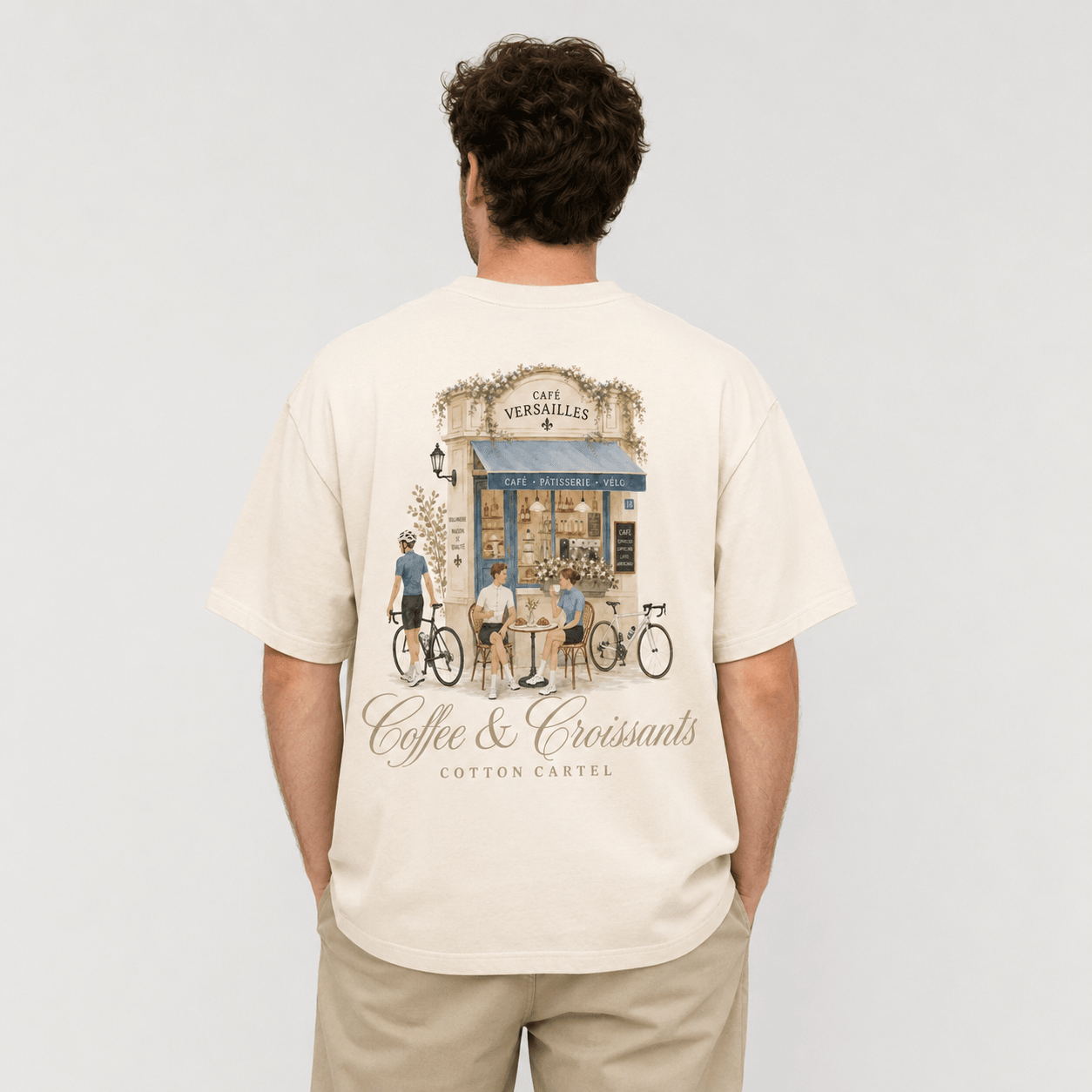 Coffee & Croissant Bike Stop Oversized Box Tee - cotton cartel