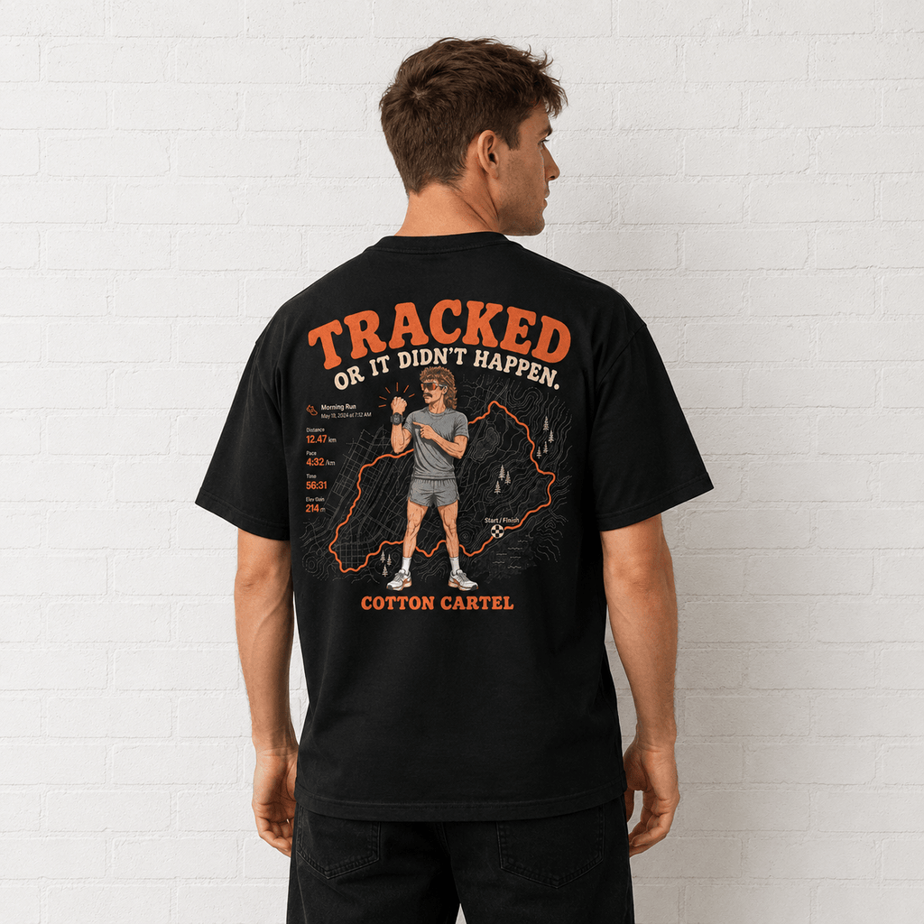 Tracked or It Didn’t Happen Male Oversized Box Tee - cotton cartel